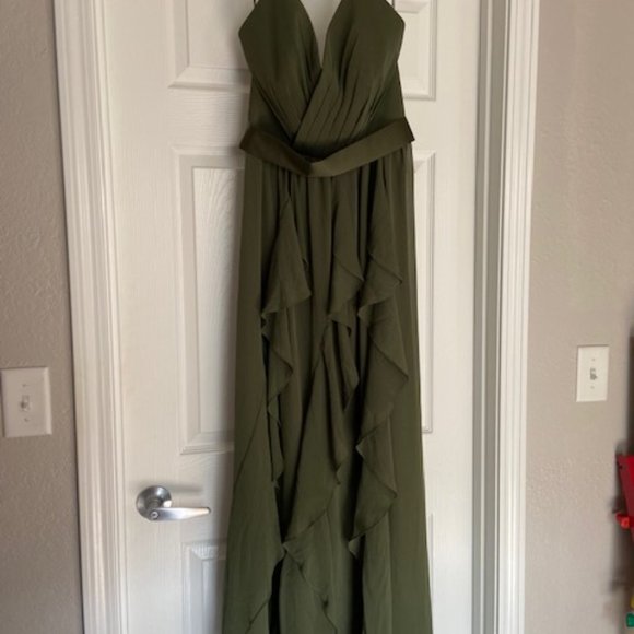 Olive Green Vera Wang Dress- Size 6 - Picture 2 of 5